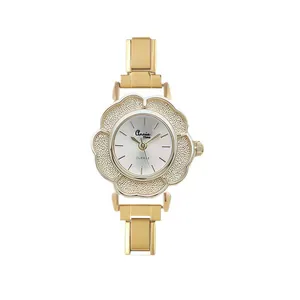 Elegante Damen-Quarzuhr in Kamelienform mit goldenem Edelstahlarmband für Damen