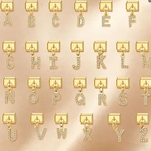 Vergoldete A-Z Alphabet-Anhänger für DIY modulares italienisches Gliederarmband-Set