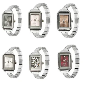 Colección de elegantes relojes de cuarzo rectangulares para mujer con correas de acero