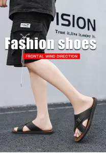 Side view of stylish black men's outdoor sandals with buckle strap detail for summer
