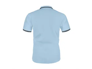 Achteraanzicht van lichtblauwe herenpolo van premium ice silk mesh stof detail