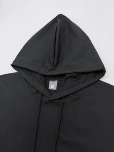 Close-up of the hood and neckline of a black men's quick-dry sports fitness tank top