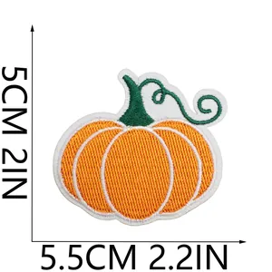 Embroidered pumpkin iron-on patch size 5.5x5cm for clothing and bag holiday decoration