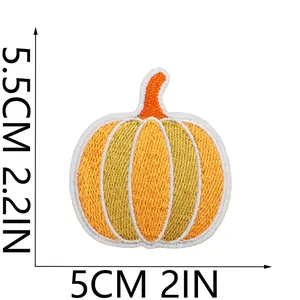 Handmade pumpkin embroidered patch for clothing decoration, iron-on festive diy applique