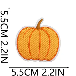 Detailed size specification for the pumpkin embroidery patch, 2.2 x 2.2 inches.