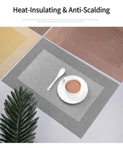 Close-up of heat-resistant PVC woven placemats in multiple colors for home dining