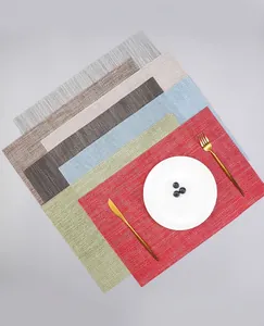 Detailed close-up showing the woven texture of heat-resistant PVC dining mats