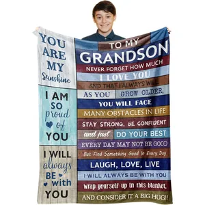 Warm personalized blanket for grandson with inspirational English quotes 50x60 inches
