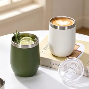 Geïsoleerde 304 roestvrijstalen eierschaalbeker met deksel voor warme koffie en koude drank