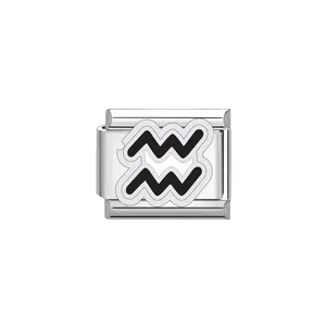 Detailed view of Aquarius zodiac sign charm link for Italian modular link bracelets