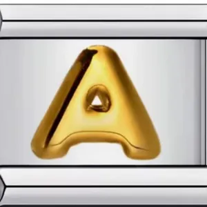 Goldfarbenes 3D Buchstabe A Modul für ein personalisiertes Edelstahl DIY Armband