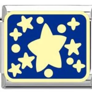Italian style stainless steel DIY bracelet charm with blue starry sky enamel pattern