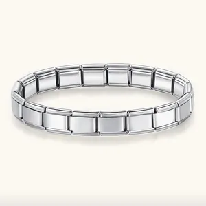 Stainless Steel Italian Charm Bracelet For Men Women Modular Link Bracelet Elastic Watchband Chain Minimalist Jewelry Gift