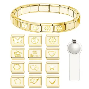 DIY Roestvrij Staal Italiaanse Charm Armband Modules Goud Hart Vlinder Bloem Kroon Patroon Schakels Voor Sieraden Maken Sieraden Onderdelen