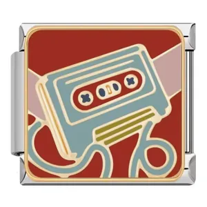 Módulo para pulsera italiana con diseño de cinta de cassette retro