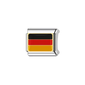 Eslabón para pulsera modular italiana con el diseño de la bandera de Alemania.