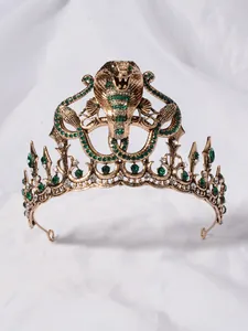 Luxe vintage slangenkroon met groene strassteentjes en cobra-kop ontwerp stijl