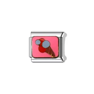 Λεπτομέρεια από ανοξείδωτο ατσάλινο modular charm με σμάλτο παγωτό για DIY βραχιόλια