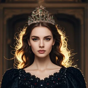 Elegant Baroque golden tiara crown featuring a green emerald snake design for luxury weddings