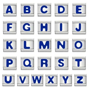 Titan Italienisches Charm-Armband DIY Modulares Alphabet Gliedmaßen-Armband Blauer Englischer Anfangsbuchstabe Personalisierter Minimalistischer Schmuck Unisex