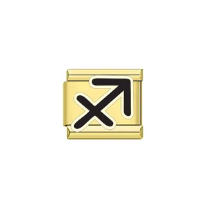 Gold stainless steel Sagittarius zodiac modular charm link for Italian modular bracelet.