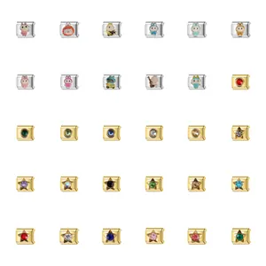 Grille de breloques de bracelet modulaire italien avec personnages Labubu et pierres