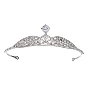 Diadème de mariage en argent élégant avec zircone cubique pour coiffure de mariée