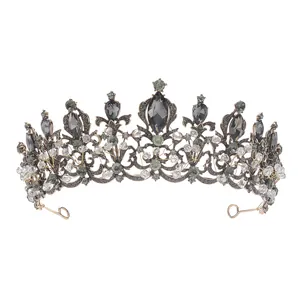 Vintage Baroque Crystal Wedding Tiara Crown For Women Luxury Alloy Rhinestone Bridal Hair Accessories HG1037