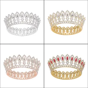 Elegant Baroque bridal crowns set in silver gold rose gold and red crystal variants