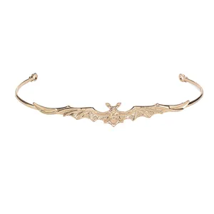Couronne baroque en alliage doré avec motif de chauve-souris pour Halloween