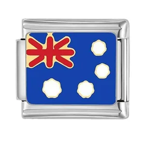 Premium stainless steel Italian modular charm link featuring the Australian flag