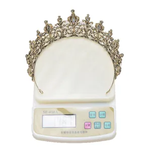Vintage baroque crystal bridal crown tiara with bronze finish weighing 148.7 grams