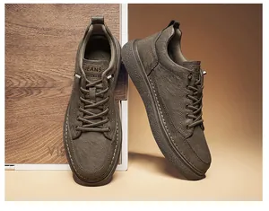 Premium men's brown leather leisure shoes featuring a soft sole and mid-top design