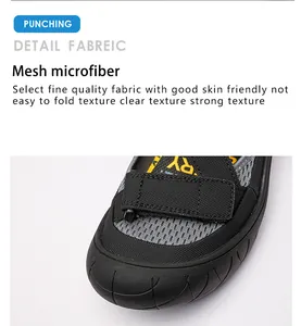 Gros plan sur le tissu en mesh respirant et microfibre des sandales de randonnée