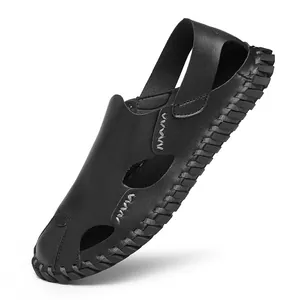 Sandali estivi da uomo, punta chiusa, traforati, suola morbida, design casual nero