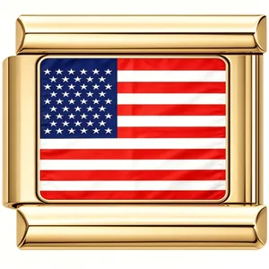 Polished gold stainless steel Italian charm link with American flag for DIY bracelet