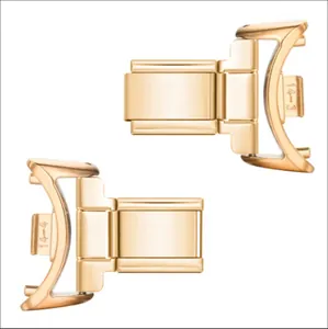Pair of gold stainless steel watch band connectors for DIY smart watch strap assembly