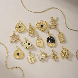 Stainless Steel Gold Plated Graduation Cap Elephant Heart Planet Charms DIY Jewelry Pendants For Bracelets Necklaces Women Jewelry Accessories