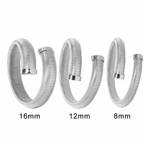 Vergleichsansicht von 8mm, 12mm und 16mm Breiten für Edelstahl-Spulenarmbänder