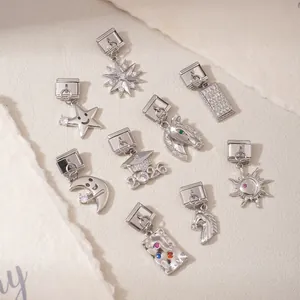 Stainless Steel Italian Charm Links Star Moon Horse Head Graduation Cap Charms For DIY Bracelet Making Jewelry Accessories
