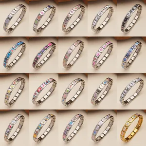 Colección de pulseras modulares de acero inoxidable con diversos iconos artísticos DIY
