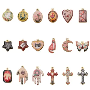 Retro vintage copper pendant charms collection for DIY necklace and jewelry making