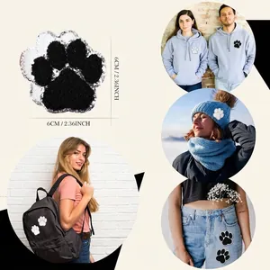 Écusson brodé autocollant en chenille patte d'animal pour sweats à capuche et sacs à dos