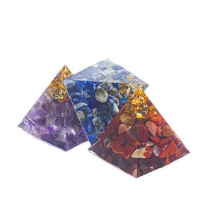 Set de pirámides de resina y piedras de cristal natural para decoración de hogar y oficina