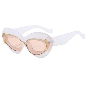 Women Luxury Cat Eye Sunglasses Metal Trim Crystal Lens UV Protection Retro Fashion Eyewear For Daily Party Travel