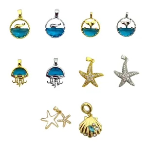 Sieraden hangers met zeethema in goud en zilver met zeester schelp voor doe-het-zelf ketting