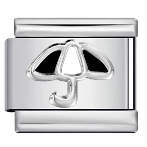 Maglia per bracciale italiano in acciaio inox argento con un bel motivo a ombrello