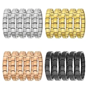 Set di 5 bracciali modulari in acciaio inossidabile in quattro tonalità metalliche per DIY