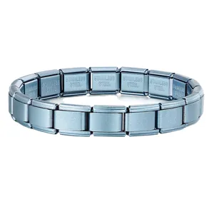 Blue matte stainless steel Italian charm modular bracelet for DIY jewelry customization