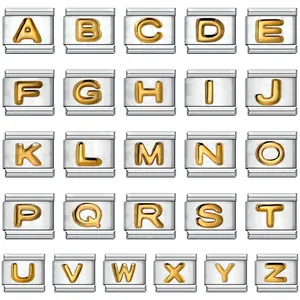 Stainless Steel DIY Italian Charm Bracelet Modular Links Gold 3D Alphabet Letter For Personalized Jewelry Making Daily Gift Unisex Jewelry